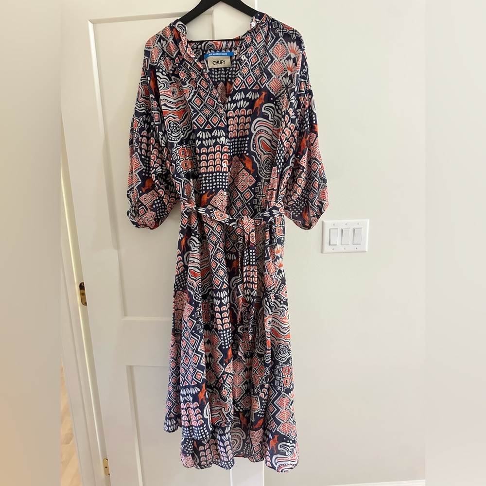 HUF Geometric Pattern Long Sleeve Dress